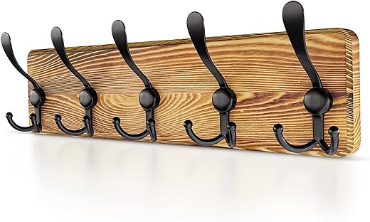 Sayoneyes Coat Rack Wall Mount with 5 Tri Coat Hooks for Hanging