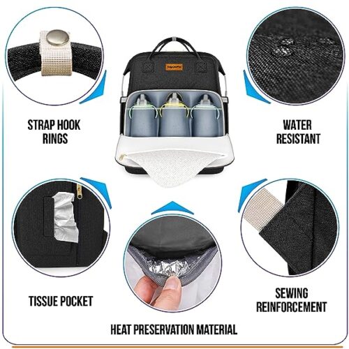 Baby Diaper Bag Backpack With Portable Changing Pad - Multifunction Diaper Backpack With Usb Charging Port - Stroller Straps, Large Capacity And Waterproof Unisex Baby Bag